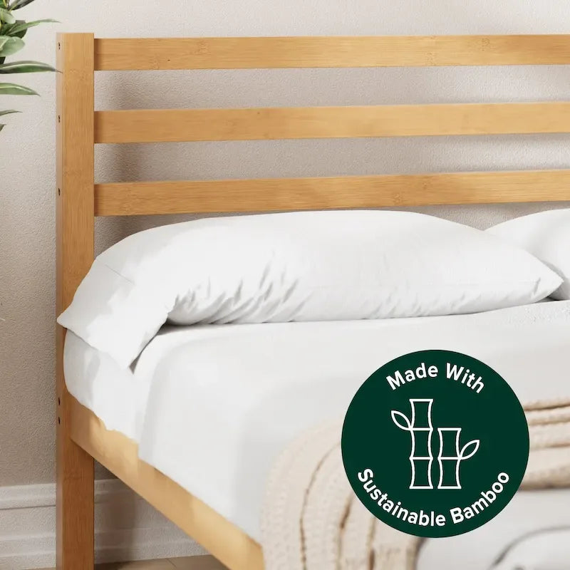 Bamboo Platform Bed Frame, Eco-Friendly Natural Material, No Box Spring Needed, Easy Assembly