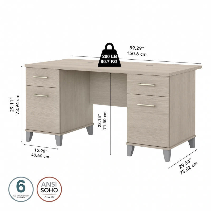 Bush Furniture Somerset 60W Office Computer Desk with Drawers