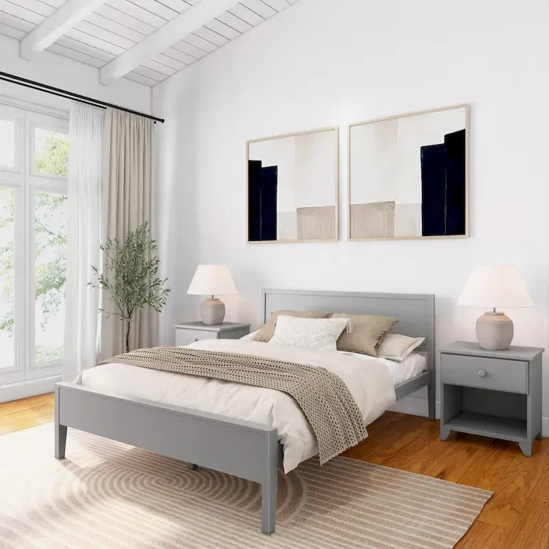 Plank and Beam Queen-Size Bed with Panel Headboard