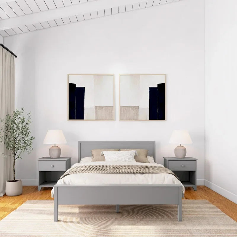 Plank and Beam Queen-Size Bed with Panel Headboard