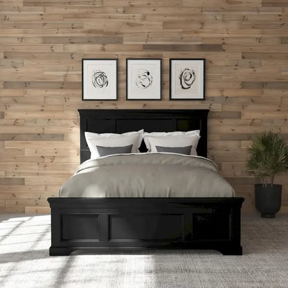Queen Bed Frame in Black Finish, Hardwood and Engineered Wood, Box Spring Required