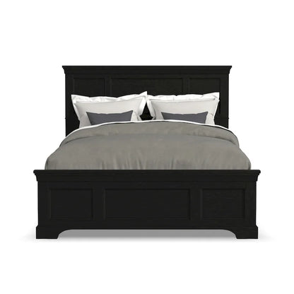 Queen Bed Frame in Black Finish, Hardwood and Engineered Wood, Box Spring Required