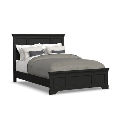 Queen Bed Frame in Black Finish, Hardwood and Engineered Wood, Box Spring Required