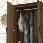 DH BASIC Rustic Distressed Walnut Double-doors Wardrobe Closet with 1-Drawer by Denhour