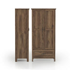 DH BASIC Rustic Distressed Walnut Double-doors Wardrobe Closet with 1-Drawer by Denhour