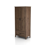 DH BASIC Rustic Distressed Walnut Double-doors Wardrobe Closet with 1-Drawer by Denhour