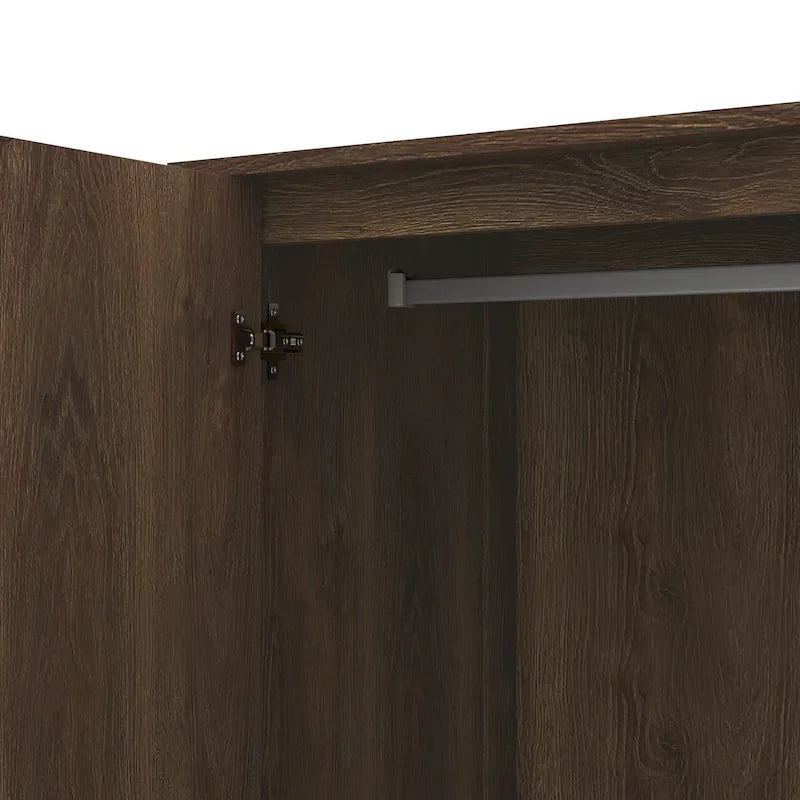 DH BASIC Rustic Distressed Walnut Double-doors Wardrobe Closet with 1-Drawer by Denhour