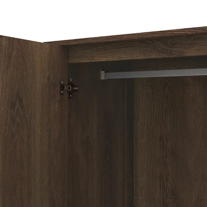 Rustic Distressed Walnut Wardrobe Closet with Double Doors and 1 Drawer, 71H x 33W x 19.5D in