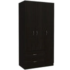 3-Door Armoire with 2 Drawers, 5 Shelves & Hanging Rod, Wardrobe Closet Storage Cabinet