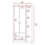 3-Door Armoire with 2 Drawers, 5 Shelves & Hanging Rod, Wardrobe Closet Storage Cabinet