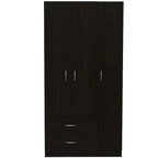 3-Door Armoire with 2 Drawers, 5 Shelves & Hanging Rod, Wardrobe Closet Storage Cabinet