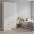 3-Door Armoire with 2 Drawers, 5 Shelves & Hanging Rod, Wardrobe Closet Storage Cabinet