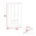 3-Door Armoire with 2 Drawers, 5 Shelves & Hanging Rod, Wardrobe Closet Storage Cabinet