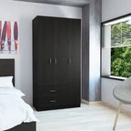 3-Door Armoire with 2 Drawers, 5 Shelves & Hanging Rod, Wardrobe Closet Storage Cabinet