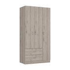 3-Door Armoire with 2 Drawers, 5 Shelves & Hanging Rod, Wardrobe Closet Storage Cabinet
