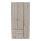 3-Door Armoire with 2 Drawers, 5 Shelves & Hanging Rod, Wardrobe Closet Storage Cabinet