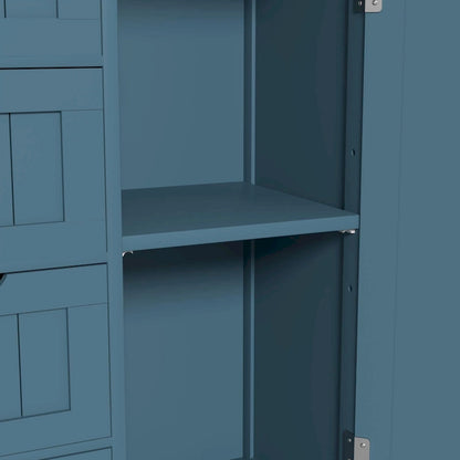Bathroom Floor Storage Cabinet with 4 Drawers and Adjustable Shelf, Moisture-Resistant, MDF or Bamboo