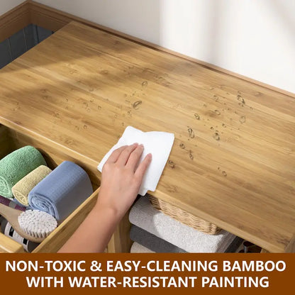 Bathroom Floor Storage Cabinet with 4 Drawers and Adjustable Shelf, Moisture-Resistant, MDF or Bamboo