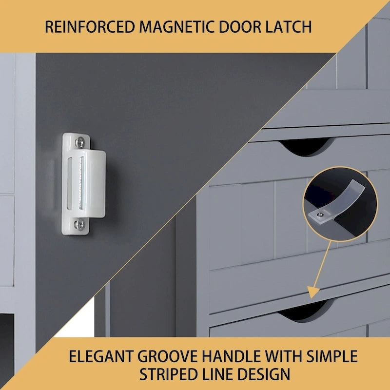 Bathroom Floor Storage Cabinet with 4 Drawers and Adjustable Shelf, Moisture-Resistant, MDF or Bamboo