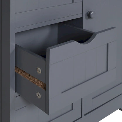 Bathroom Floor Storage Cabinet with 4 Drawers and Adjustable Shelf, Moisture-Resistant, MDF or Bamboo