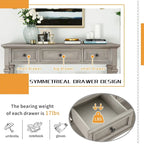Retro Style Console Table with 3 Top Drawers & Bottom Shelf, Entryway Sofa Table, Wood & Metal