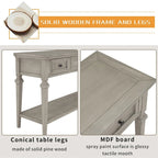 Retro Style Console Table with 3 Top Drawers & Bottom Shelf, Entryway Sofa Table, Wood & Metal