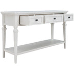 Retro Style Console Table with 3 Top Drawers & Bottom Shelf, Entryway Sofa Table, Wood & Metal