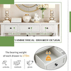 Retro Style Console Table with 3 Top Drawers & Bottom Shelf, Entryway Sofa Table, Wood & Metal