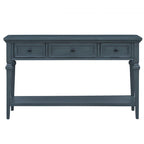 Retro Style Console Table with 3 Top Drawers & Bottom Shelf, Entryway Sofa Table, Wood & Metal