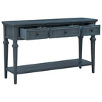 Retro Style Console Table with 3 Top Drawers & Bottom Shelf, Entryway Sofa Table, Wood & Metal