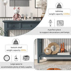 Retro Style Console Table with 3 Top Drawers & Bottom Shelf, Entryway Sofa Table, Wood & Metal