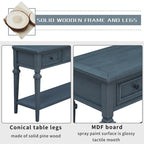 Retro Style Console Table with 3 Top Drawers & Bottom Shelf, Entryway Sofa Table, Wood & Metal