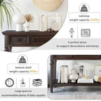 Retro Style Console Table with 3 Top Drawers & Bottom Shelf, Entryway Sofa Table, Wood & Metal