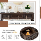 Retro Style Console Table with 3 Top Drawers & Bottom Shelf, Entryway Sofa Table, Wood & Metal