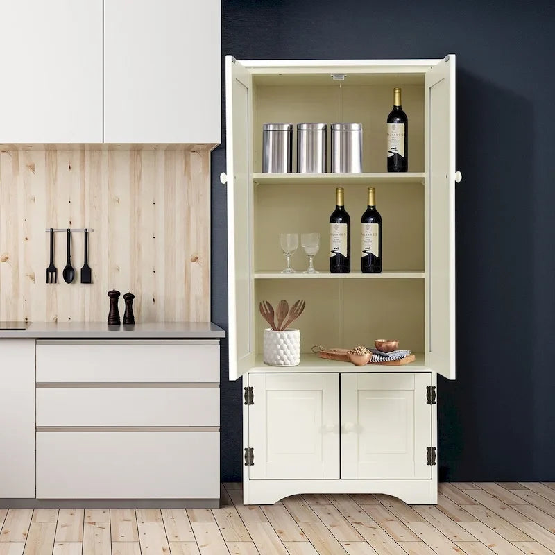 Storage Cabinet with Adjustable Shelves, Freestanding Bookcase with Doors, Living Room or Office