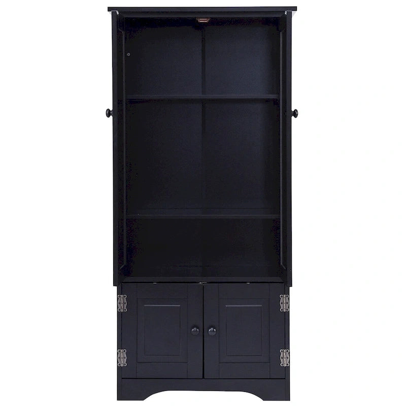 Storage Cabinet with Adjustable Shelves, Freestanding Bookcase with Doors, Living Room or Office