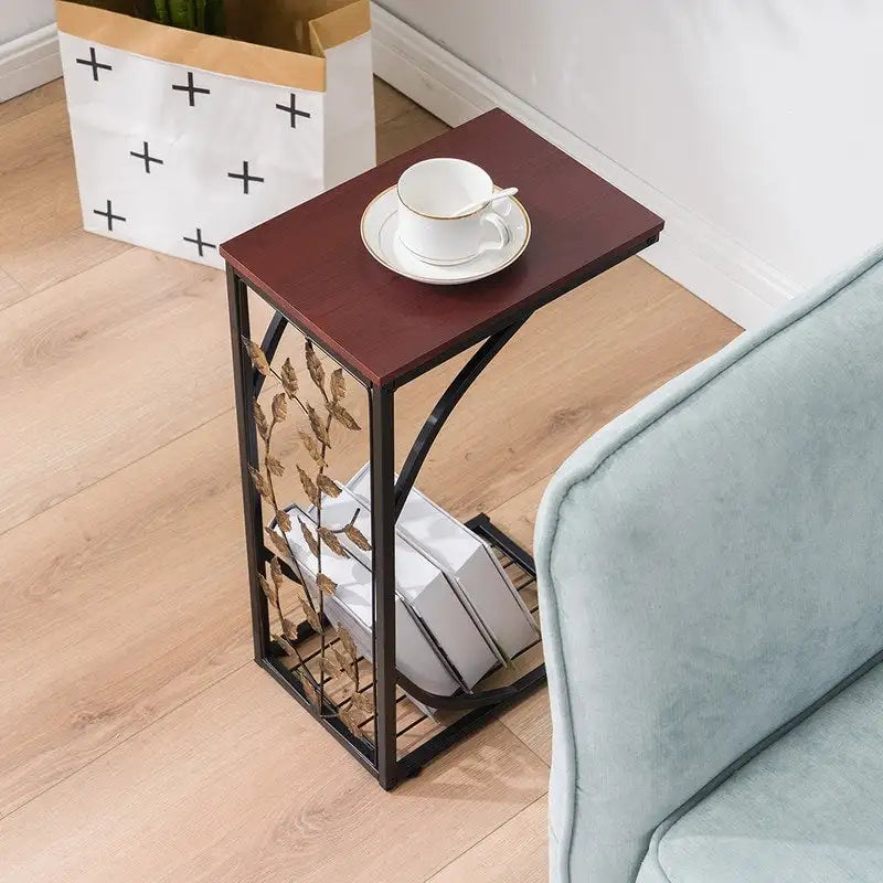 C Type Leaf Pattern Iron Side Table Coffee Table