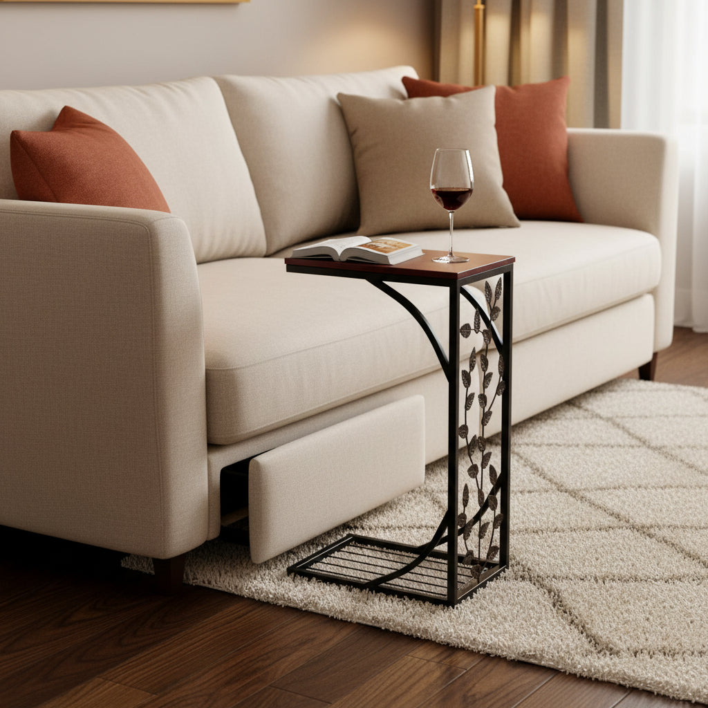 C Type Leaf Pattern Iron Side Table Coffee Table