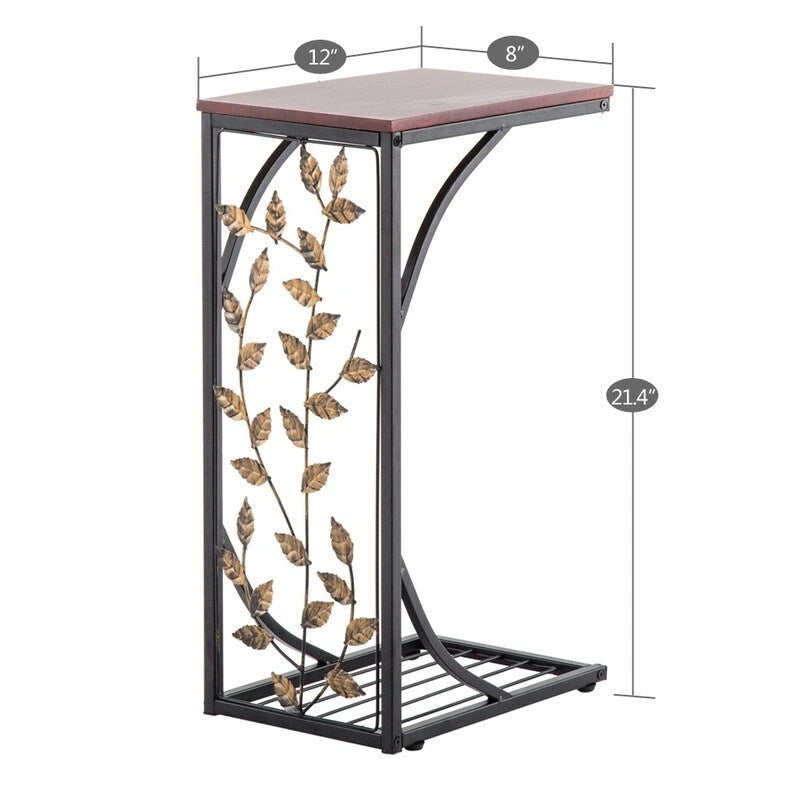 C Type Leaf Pattern Iron Side Table Coffee Table