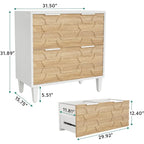 2-Drawer Lateral File Cabinet for A4/Letter/Legal Size, White & Grey Office Storage Cabinet Printer Stand