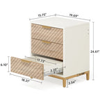 Night Stands with Drawers, Modern Light Wood Grain Nightstand for Bedrooms