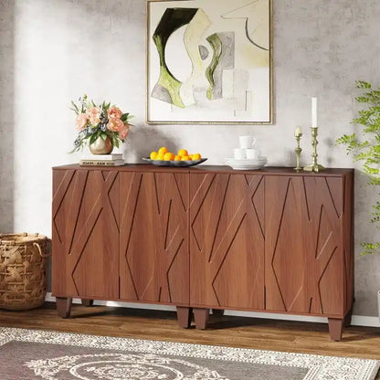 Large Vintage Sideboard Buffet Cabinet, Engineered Wood, 2-Door, Adjustable Shelves
