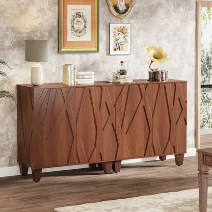 Large Vintage Sideboard Buffet Cabinet, Engineered Wood, 2-Door, Adjustable Shelves