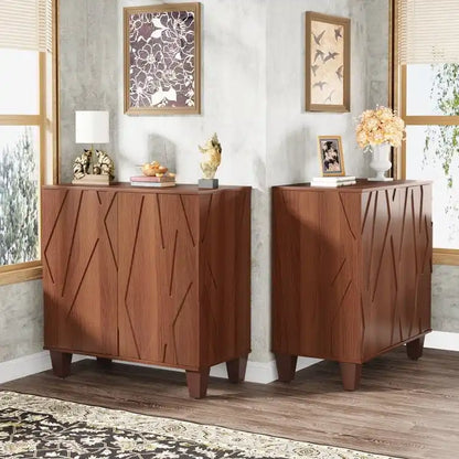 Large Vintage Sideboard Buffet Cabinet, Engineered Wood, 2-Door, Adjustable Shelves
