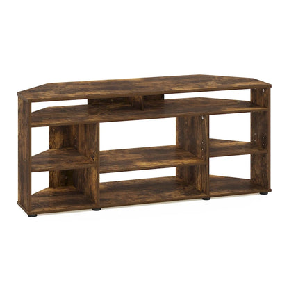 Corner TV Stand for TVs up to 55 Inches, Multi-Shelf Media Console, Space-Saving Design