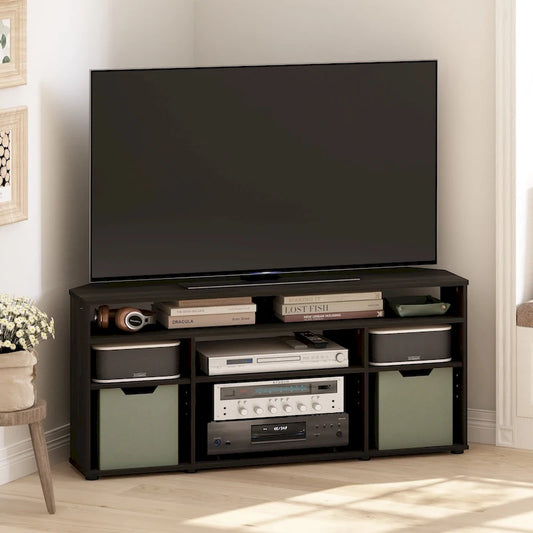 Corner TV Stand for TVs up to 55 Inches, Multi-Shelf Media Console, Space-Saving Design