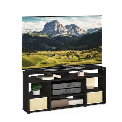 Corner TV Stand for TVs up to 55 Inches, Multi-Shelf Media Console, Space-Saving Design