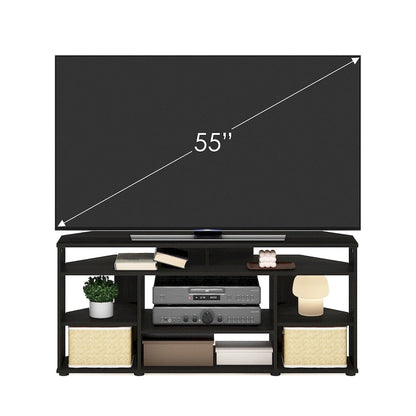 Corner TV Stand for TVs up to 55 Inches, Multi-Shelf Media Console, Space-Saving Design