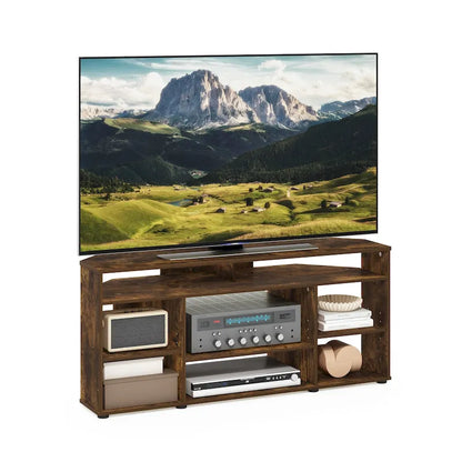 Corner TV Stand for TVs up to 55 Inches, Multi-Shelf Media Console, Space-Saving Design