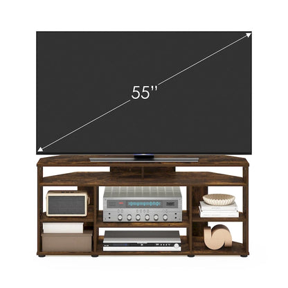Corner TV Stand for TVs up to 55 Inches, Multi-Shelf Media Console, Space-Saving Design